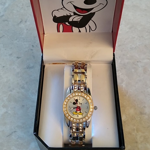 NIB Disney Silver&Gold-tone Mickey Mouse Watch - Picture 6 of 8